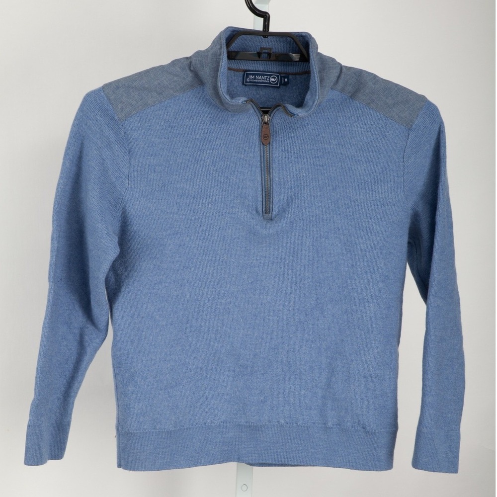 Vineyard Vines Jim Nantz Quarter Zip Sweater Mens Medium Blue Contrast Shoulder